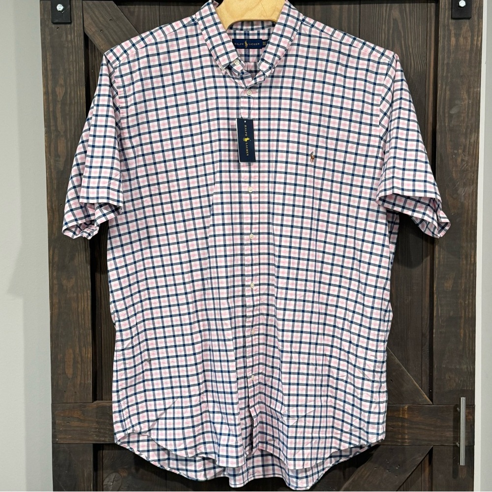 Ralph Lauren Men’s Classic Multi Short Sleeve Pink Blue Plaid Size 3XLT‎ NWT/NEW